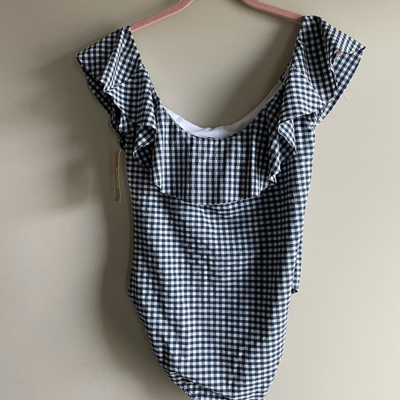 New Cremieux Off Shoulder One Piece Swimsuit L - Picture 3 of 4